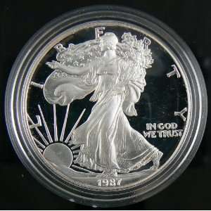   : 1987 S PROOF SILVER EAGLE COIN .999 UNC in CAPSULE: Everything Else