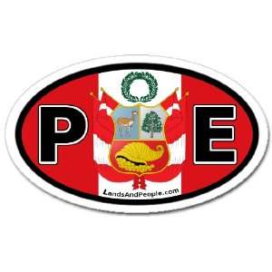  Peru PE and Peruvian Flag Car Bumper Sticker Decal Oval 