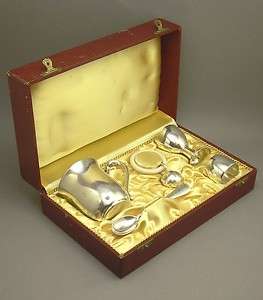 Antique 835 Silver Gebruder Deyhle Boxed Baby Feeding Set Egg Cup 
