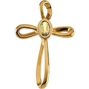  14K Yellow Gold Citrine Cross Pendant: Jewelry