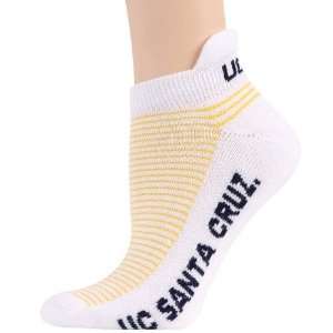  NCAA UC Santa Cruz Slugs Ladies White Gold Striped Ankle 