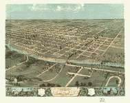 26 Antique Historic Panoramic Maps of Iowa IA on CD  