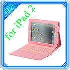 Wireless Bluetooth Keyboard + PU Leather Case for Apple iPad 2 Pink