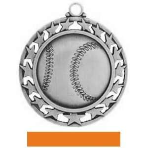 Hasty Awards 2.5 Custom Baseball With Stars Medals SILVER MEDAL/ORANGE 