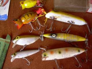   VINTAGE LURES FROM OLD FISHING TACKLE BOX CREEK CHUB HEDDON ARBOGAST