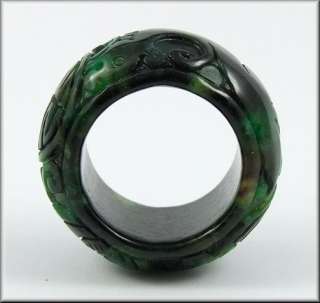 Fine 19thC Chinese Carved Jade Archers Ring  
