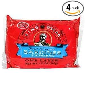King Oscar Sardines In Soybean Oil, 3.75 Ounce Tins (Pack of 4)