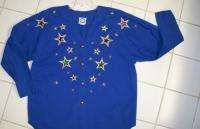 BINGO: Royal blue Star Embroidered & studded shirt Sz.L  