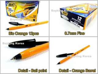 NEW BIC Orange 0.7mm Fine Ball Point Pen   BLACK 12 PCS  
