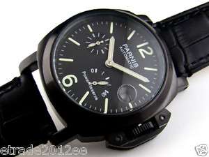 062p PARNIS 44MM MILITARY POWER RESERVE AUTO PVD WATCH  