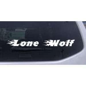 White 6in X .6in    Flaming Lone Wolf Car Window Wall Laptop Decal 