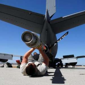  U.S. Air Force Airman Lifting the Boom of a KC 135 