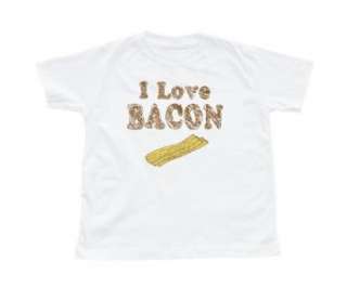 Toddler I Love BACON White T shirt Clothing