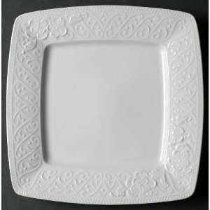  Nikko Blanc Fleur Square Accent Luncheon Plate, Fine China 