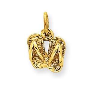  14k Yellow Gold Solid Polished Sandals Pendant: Jewelry