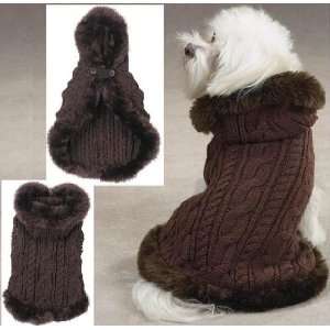  Z & Z Cable Knit Poncho Xsm Brown: Pet Supplies