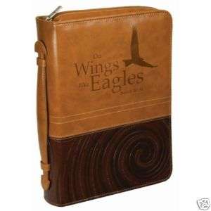Bible Cover ~ LuxLeather / Isaiah 40 LG Brown/Tan NEW  