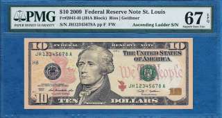 2009, Ascending ladder S/N $10, PMG 67 EPQ Superb Gem UNC  