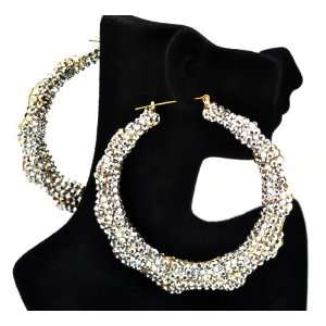  Silver Iced Out Lady Gaga Pincatch Hoop Earring: Jewelry