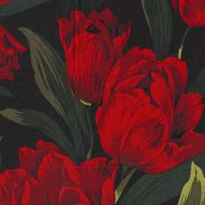 RED RUBY TULIPS/ BLACK~1/2 YD~MICHAEL MILLER~FLOWERS  