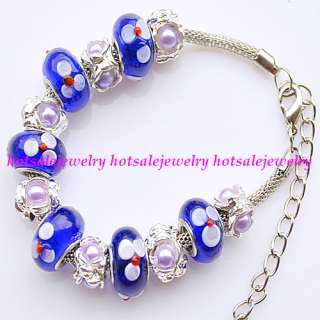 wholesale lots 8 strings flower glass beads European bracelets  