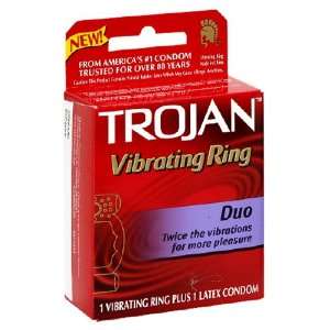  Trojan Duo Vibrating Ring with Latex Condom: Health 