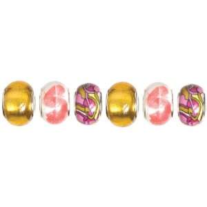  Trinkettes Glass & Metal & Clay Beads 6/Pkg Pink 
