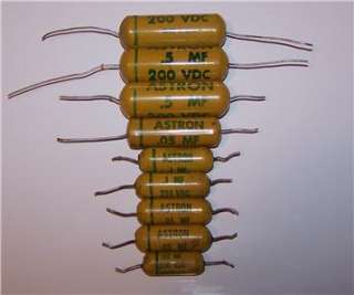 vintage Astron mustard tone caps capacitors .5 .1 .05 .02 mf  