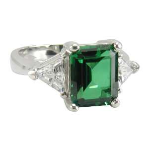   ct. Emerald Cut with Trillions Ring Featuring Ziamond Cubic Zirconia
