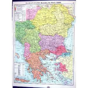  Cassell Antique Map 1920 Balkan Yugoslavia Bulgaria Crete 