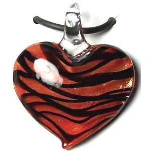  Murano art glass Pendant Lampwork necklace Large heart 