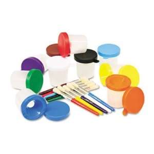 No Spill Cups and Coordinating Brushes   Assorted Colors, Ten per Pack 