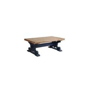  Wood & MDF Trestle Coffee Table  Blue w/ Natural Top: Home 