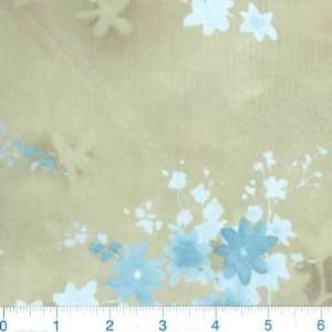  56 Wide Shimmering Organza Floral Aqua Celedon Fabric By 