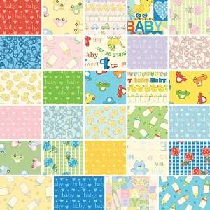   BABY TALK 5 Charm Pack Fabric Quilting Squares Arts, Crafts & Sewing