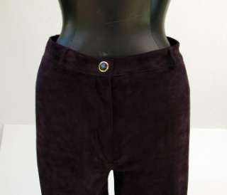 ST JOHN KNITS AUBERGINE SUEDE SWEATER AND SUEDE PANTS SIZE 6  