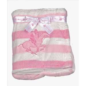  Beverly Hills Polo Club Baby Blanket: Pink & White Stripes 