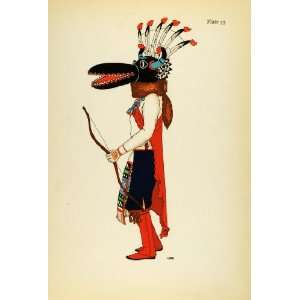  Lithograph Pueblo Indian Ceremonial Dance Costume Natacka Man Hopi 
