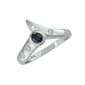  Basia   size 10.25 14K White Gold Ring with Round Sapphire 