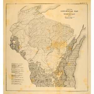   1881 Geological Geology Rocks B/W   Original Print Map