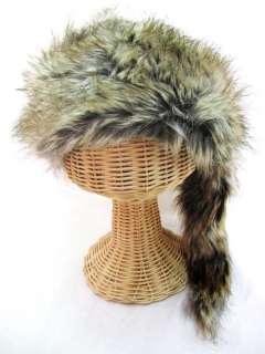   CROCKETT Celebrity Style Fashion faux fur animal Racoon trapper hat