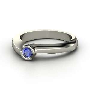  Monica Ring, Round Sapphire Platinum Ring Jewelry