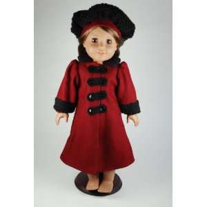 Red Wool Victorian American Girl Doll Coat for 18 Inch Dolls Including 
