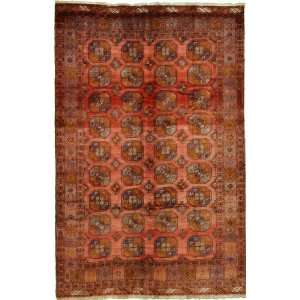  66 x 100 Red Persian Hand Knotted Wool Torkaman Rug 