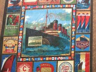 Wilmington Transatlantic Retro Ship Travel Fabric Panel  