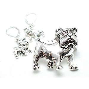  Silver Plated Bull Dog Pin and Earring Set: Everything 