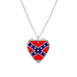   Necklace Heart Charm Rebel Confederate Flag HD: Artsmith Inc: Jewelry