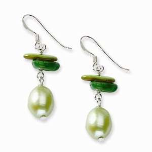  Sterling Silver Light Green MOP and Freshwater Cultured 