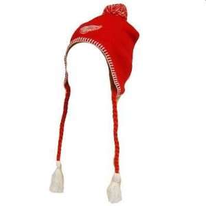   DETROIT RED WINGS EARFLAP RED WHITE SKULLY BEANIE