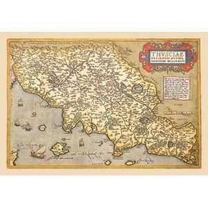 Map of Italian Coast above Rome   12x18 Framed Print in Black Frame 